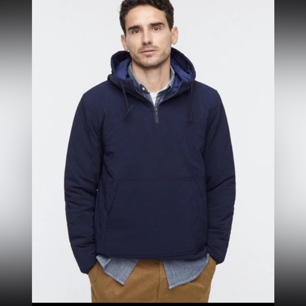 J. Crew Nordic Insulated Hoodie 1/4 Zip Anorak With Front Pockets Size Small